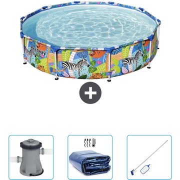 Piscine ronde Bestway Steel Pro - 305 x 66 cm - Imprimé Jungle - Accessoire inclus CB42 - Multicolore