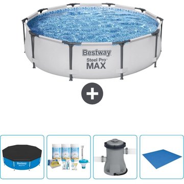 Piscine Bestway Ronde Steel Pro MAX - 305 x 76 cm - Grise - Accessoire Inclus CB1