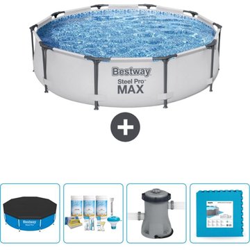 Piscine Bestway Ronde Steel Pro MAX - 305 x 76 cm - Grise - Accessoire Inclus CB2