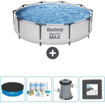 Piscine Bestway Ronde Steel Pro MAX - 305 x 76 cm - Grise - Accessoire Inclus