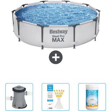 Piscine Bestway Ronde Steel Pro MAX - 305 x 76 cm - Grise - Accessoire Inclus CB37