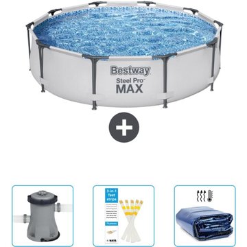 Piscine Bestway Ronde Steel Pro MAX - 305 x 76 cm - Grise - Accessoire Inclus CB38