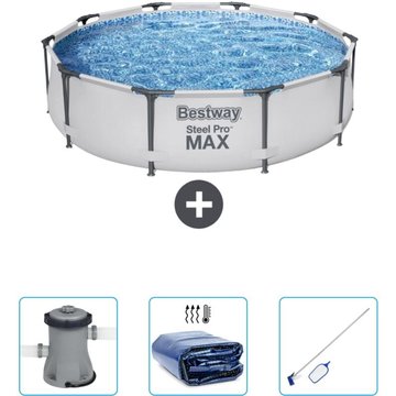 Piscine Bestway Ronde Steel Pro MAX - 305 x 76 cm - Grise - Accessoires Inclus CB42 - Grise