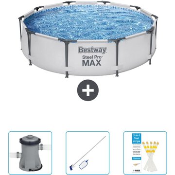 Piscine Bestway Ronde Steel Pro MAX - 305 x 76 cm - Grise - Inclusions Accessoires CB46