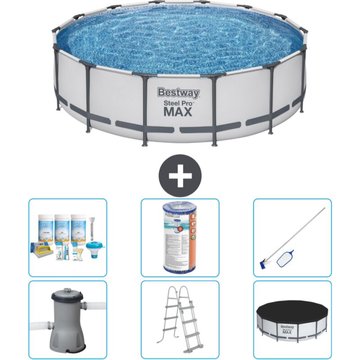 Piscine Bestway ronde Steel Pro MAX - 427 x 107 cm - Grise - Comprend des accessoires CB32