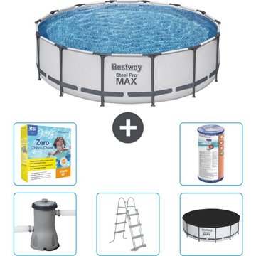 Piscine Bestway ronde Steel Pro MAX - 427 x 107 cm - Grise - Comprend des accessoires CB33