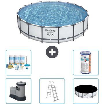 Piscine Bestway ronde Steel Pro MAX - 549 x 122 cm - Grise - Comprend des accessoires CB29