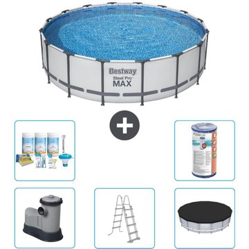 Piscine Bestway ronde Steel Pro MAX - 488 x 122 cm - Grise - Comprend des accessoires CB29