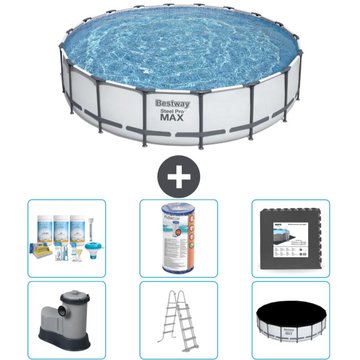 Piscine Bestway ronde Steel Pro MAX - 549 x 122 cm - Grise - Comprend des accessoires CB31