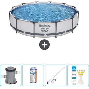 Piscine Bestway Ronde Steel Pro MAX - 366 x 76 cm - Grise - Comprend des accessoires CB58