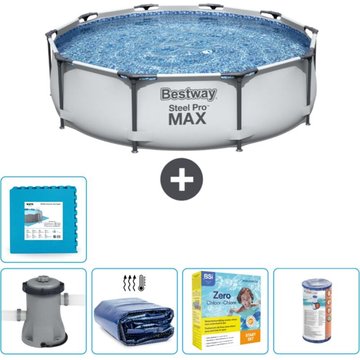Piscine Bestway Ronde Steel Pro MAX - 305 x 76 cm - Grise - Comprend des Accessoires CB17