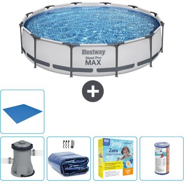 Piscine Bestway Ronde Steel Pro MAX - 366 x 76 cm - Grise - Comprend des Accessoires CB16
