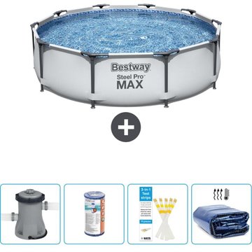 Piscine Bestway Ronde Steel Pro MAX - 305 x 76 cm - Grise - Comprend des Accessoires CB50