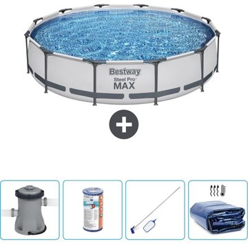 Piscine Bestway Ronde Steel Pro MAX - 366 x 76 cm - Grise - Comprend des Accessoires CB57