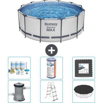 Piscine Bestway ronde Steel Pro MAX - 366 x 122 cm - Grise - Comprend des accessoires CB31