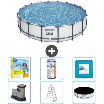 Piscine Bestway ronde Steel Pro MAX - 549 x 122 cm - Grise - Comprend des accessoires CB34