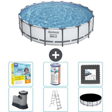 Piscine Bestway ronde Steel Pro MAX - 549 x 122 cm - Grise - Comprend des accessoires CB35