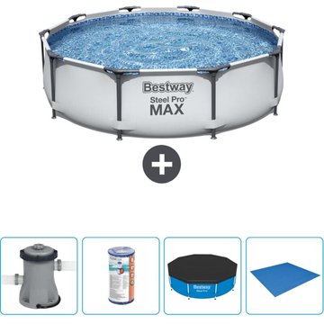Piscine Bestway Ronde Steel Pro MAX - 305 x 76 cm - Grise - Comprend des Accessoires CB52