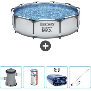 Piscine Bestway Ronde Steel Pro MAX - 305 x 76 cm - Grise - Comprend des Accessoires CB54