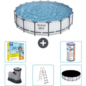 Piscine Bestway ronde Steel Pro MAX - 549 x 122 cm - Grise - Comprend des accessoires CB33