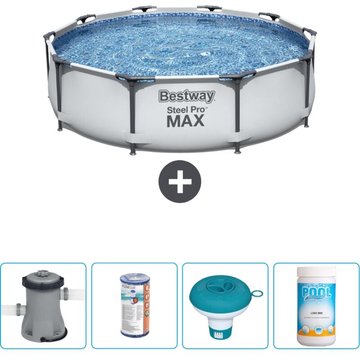 Piscine Bestway Ronde Steel Pro MAX - 305 x 76 cm - Grise - Comprend des Accessoires CB53