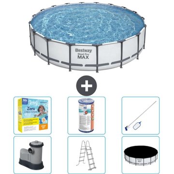 Piscine Bestway ronde Steel Pro MAX - 549 x 122 cm - Grise - Comprend des accessoires CB36