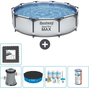 Piscine Bestway Ronde Steel Pro MAX - 305 x 76 cm - Grise - Comprend des Accessoires CB13
