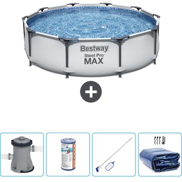 Piscine Bestway Ronde Steel Pro MAX - 305 x 76 cm - Grise - Comprend des Accessoires CB57