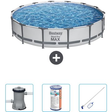 Piscine Bestway Ronde Steel Pro MAX - 427 x 84 cm - Grise - Comprend des Accessoires CB57