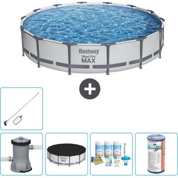 Piscine Bestway Ronde Steel Pro MAX - 427 x 84 cm - Grise - Comprend des Accessoires CB15
