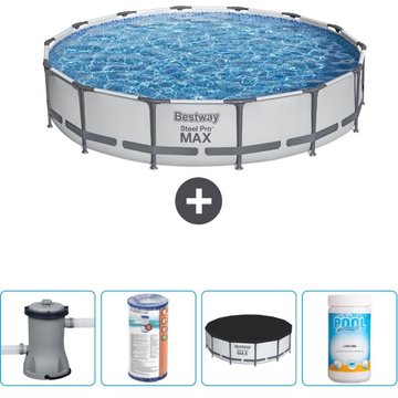 Piscine Bestway Ronde Steel Pro MAX - 427 x 84 cm - Grise - Comprend des Accessoires CB51