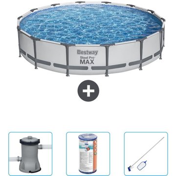 Piscine Bestway Ronde Steel Pro MAX - 427 x 84 cm - Grise - Comprend des Accessoires CB54