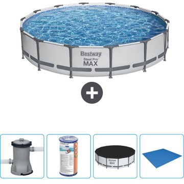 Piscine Bestway Ronde Steel Pro MAX - 427 x 84 cm - Grise - Comprend des Accessoires CB52
