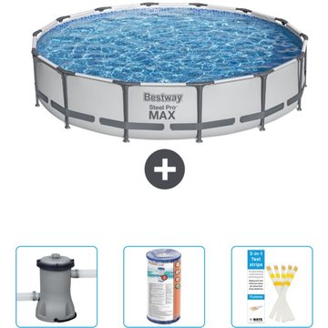 Piscine Bestway Ronde Steel Pro MAX - 427 x 84 cm - Grise - Comprend des Accessoires CB50