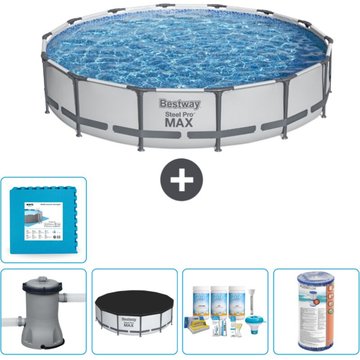 Piscine Bestway Ronde Steel Pro MAX - 427 x 84 cm - Grise - Comprend des Accessoires CB12