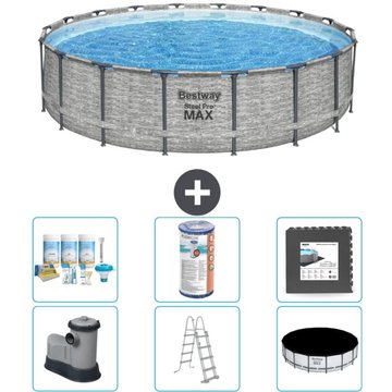 Piscine Bestway ronde Steel Pro MAX - Stone Print - 549 x 122 - Comprend des accessoires CB31