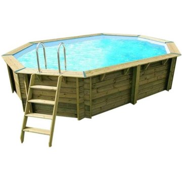 Ubbink - Piscine bois Sunwater octogonale 300x490x120 cm liner bleu