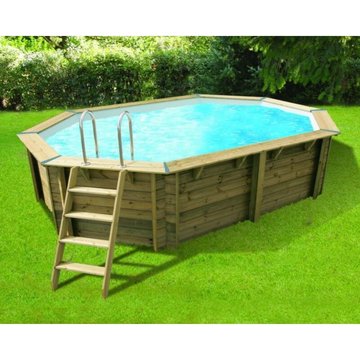 Piscine bois Ubbink Azura 4,90 x 3,55 x 1,30 m - Liner bleu