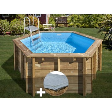 Kit piscine bois GRE Piscines Lili Ø 2,80 x 1,07 m + Bâche hiver - Bois