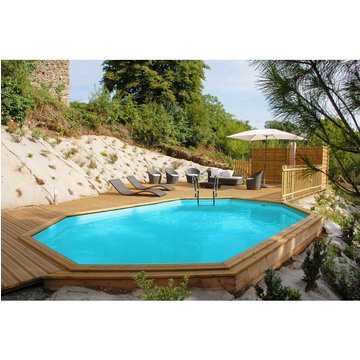 Piscine en bois Safran GRE 6,37m x 4,12m x H: 1,33m