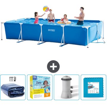 Intex Piscine Cadre Rectangulaire - 450 x 220 x 84 cm - Bleue - Incluse Accessoire CB9