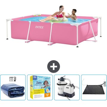 Piscine Cadre Rectangulaire Intex - 220 x 150 x 60 cm - Rose - Accessoires Inclus CB69 - Rose