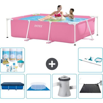 Piscine Cadre Rectangulaire Intex - 220 x 150 x 60 cm - Rose - Accessoire Inclus CB97