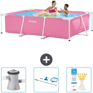Piscine Cadre Rectangulaire Intex Piscine - 220 x 150 x 60 cm - Rose - Accessoire Inclus CB82