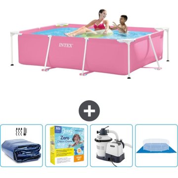 Piscine Cadre Rectangulaire Intex Piscine - 220 x 150 x 60 cm - Rose - Accessoire Inclus CB66