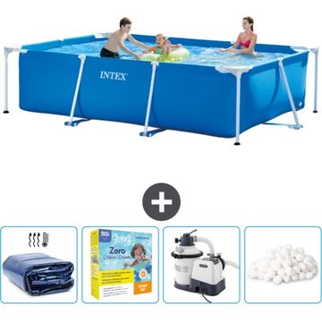 Piscine Cadre Rectangulaire Intex Piscine - 300 x 200 x 75 cm - Bleue - Accessoire CB70 Inclus