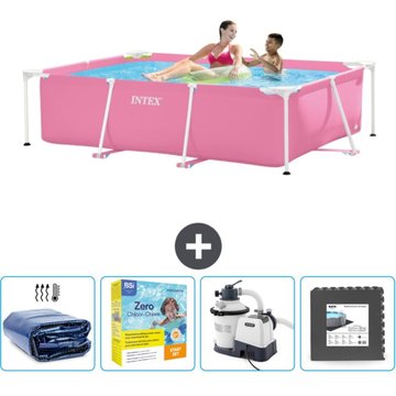 Intex Piscine Cadre Rectangulaire - 220 x 150 x 60 cm - Rose - Inclus Accessoire CB68