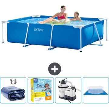 Piscine Cadre Rectangulaire Intex Piscine - 220 x 150 x 60 cm - Bleue - Accessoire Inclus CB66