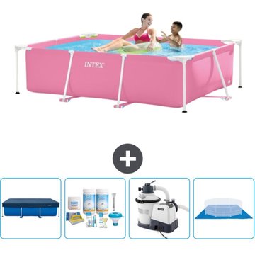 Piscine Cadre Rectangulaire Intex Piscine - 220 x 150 x 60 cm - Rose - Accessoires Inclus CB59