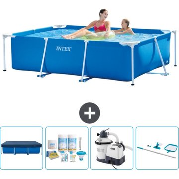Piscine Cadre Rectangulaire Intex Piscine - 220 x 150 x 60 cm - Bleue - Inclus Accessoire CB65